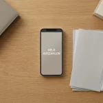 Kalender, neutrale Bankunterlagen und Smartphone mit einer abstrakten Statusanzeige auf einem Tisch.